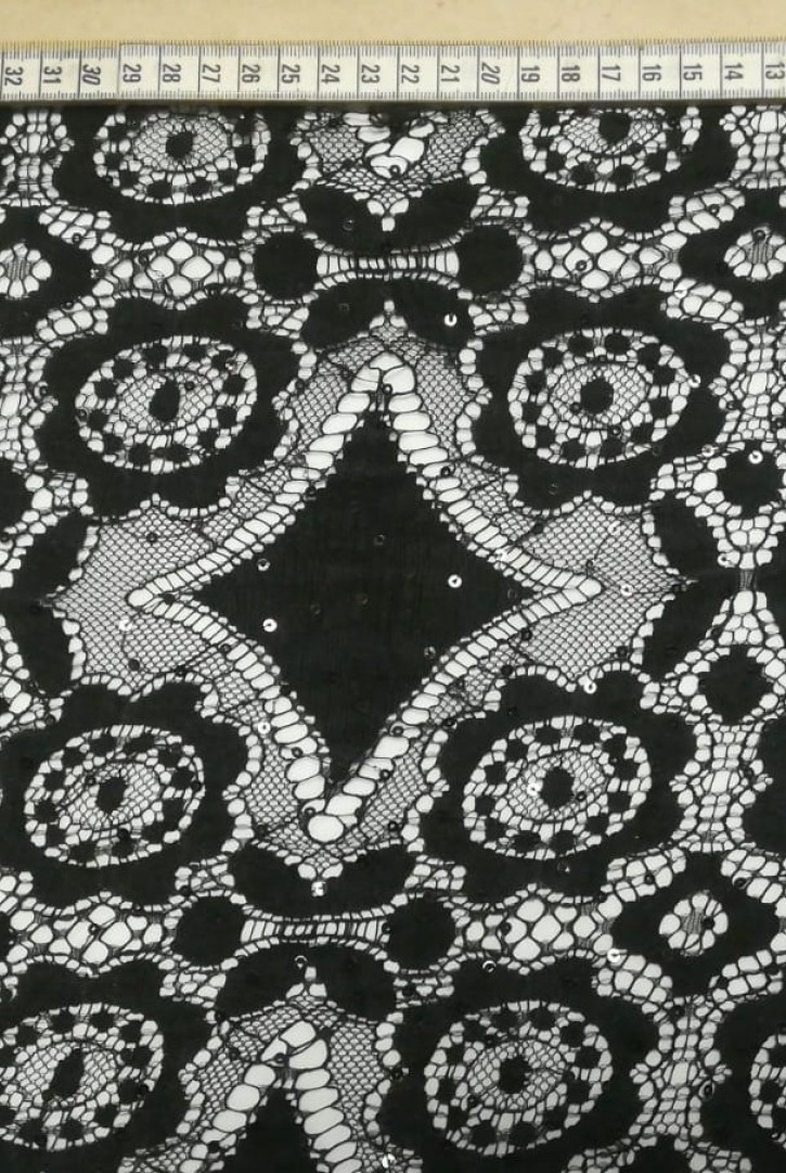 Siyah Naylon Dantel Kumaş, 150 cm Siyah Naylon Dantel Kumaş, 150 cm