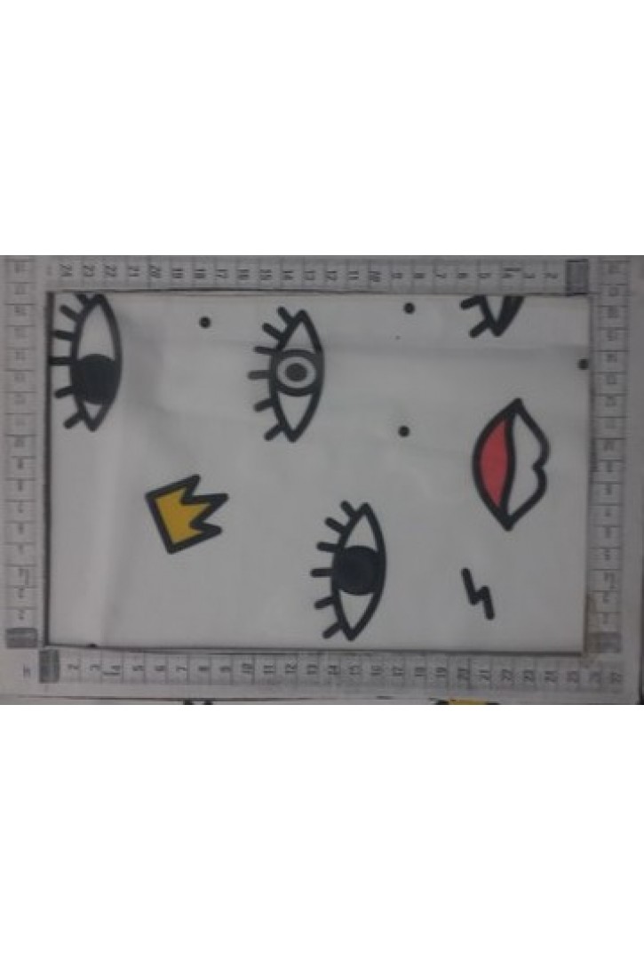 Beyaz Baskılı Şifon Kumaş - 150 cm