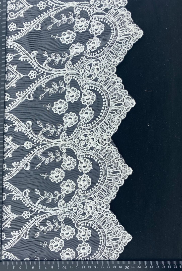 Krem Tül Üzeri Brode Bant, 25 cm