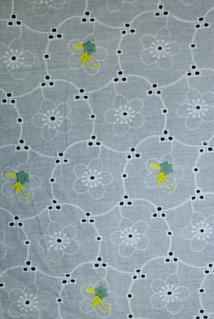 Kasar Zemin Brode üstüne Sax ve Yeşil Nakış Baskı 130 cm