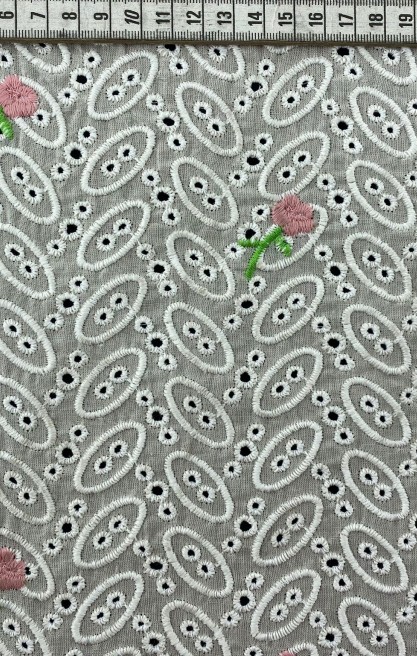 Pembe-Yeşil Çiçek Nakışlı Vual Brode