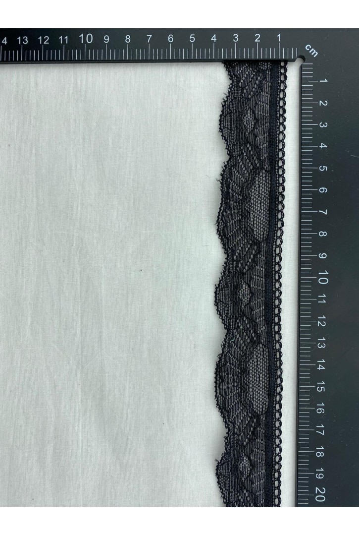 15304 DANTEL/İTHAL/BANT/POLYESTER/LİKRALI/PARILTILI/BLACK/3 CM