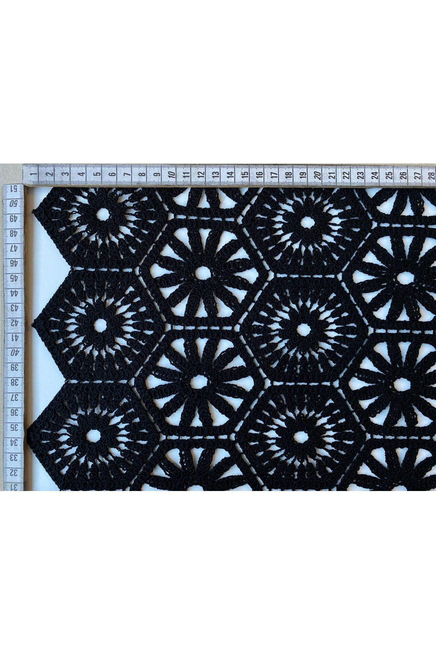 Siyah Pamuk Güpür Brode, Yerli Üretim, 130 cm