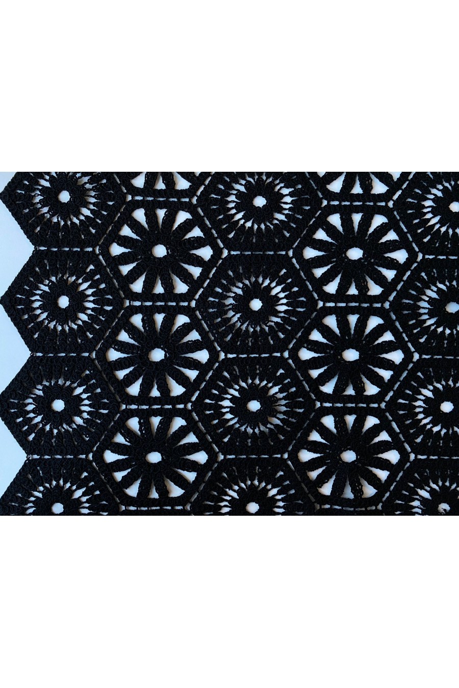 Siyah Pamuk Güpür Brode, Yerli Üretim, 130 cm