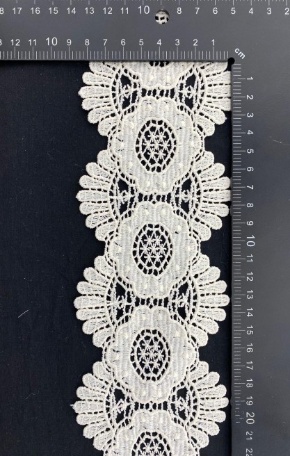 Açık Krem Ham Güpür Brode Bant, 10 cm