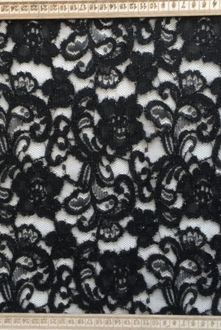 Siyah Kordlu Yerli Polyester Dantel