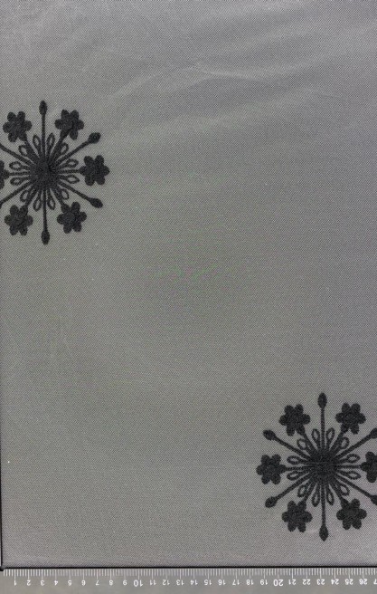 Siyah İpli İşlemeli Ham Tül Kumaş - 150 cm