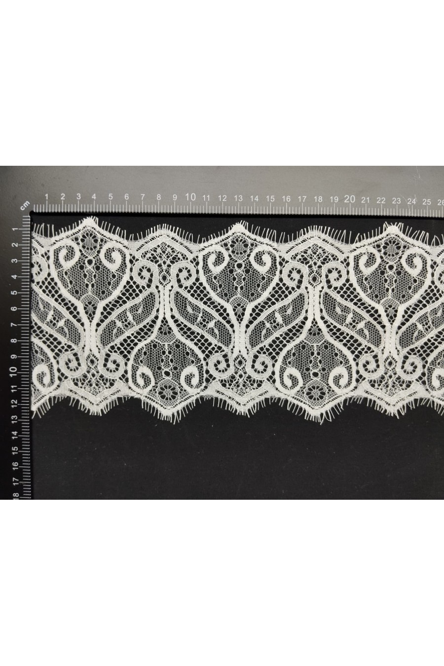 Off White Sakallı Naylon Dantel Bant