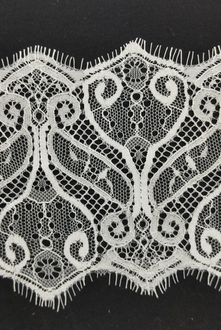 Off White Sakallı Naylon Dantel Bant