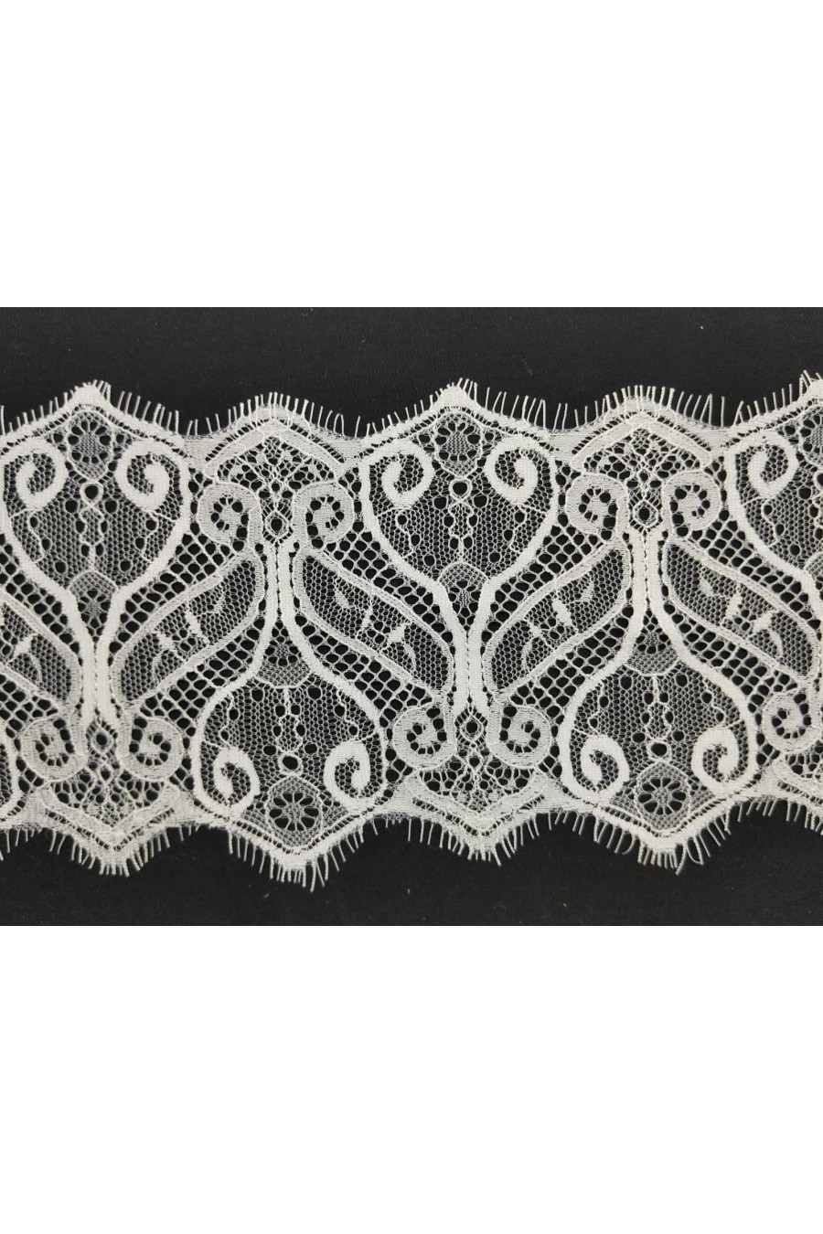 Off White Sakallı Naylon Dantel Bant