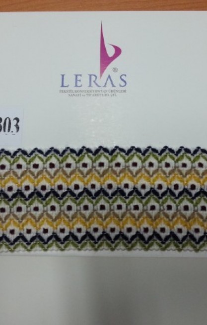 35 mm Etnik Desenli Lacivert Şerit