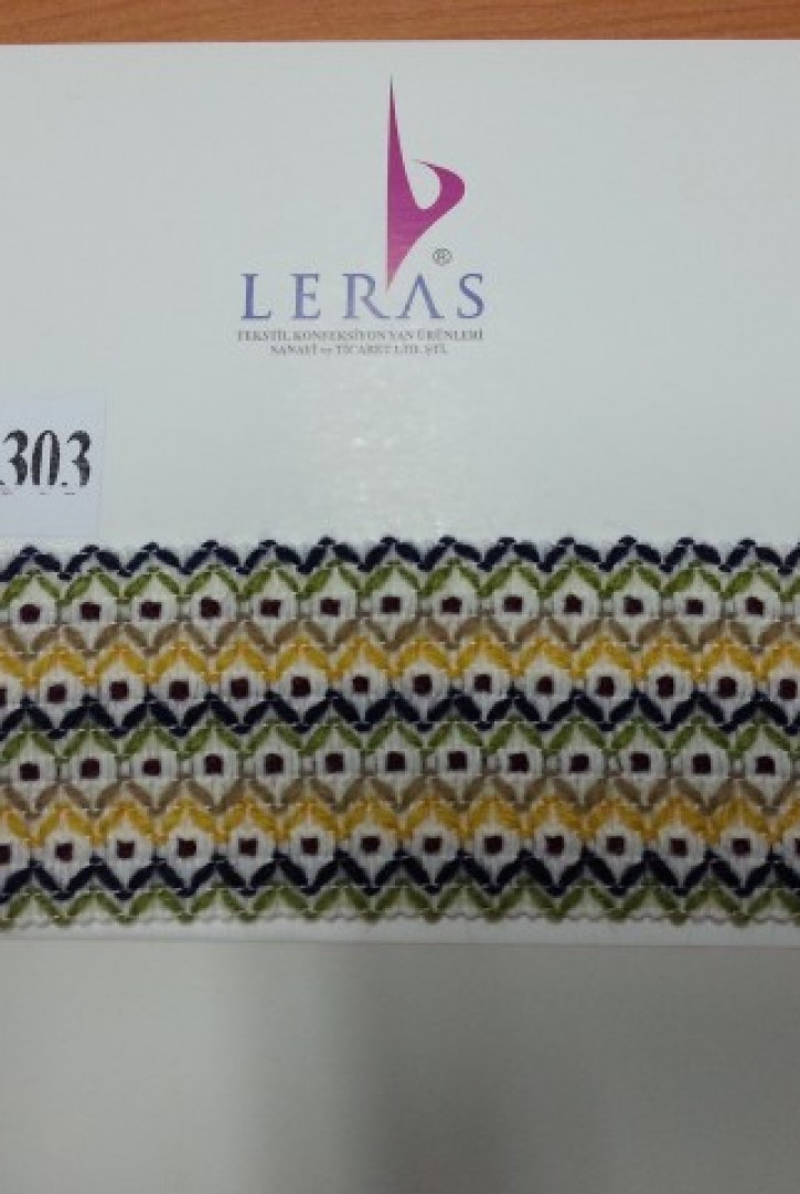 35 mm Etnik Desenli Lacivert Şerit