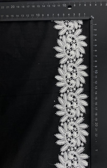 Siyah Mat Polyester Güpür Brode Bant