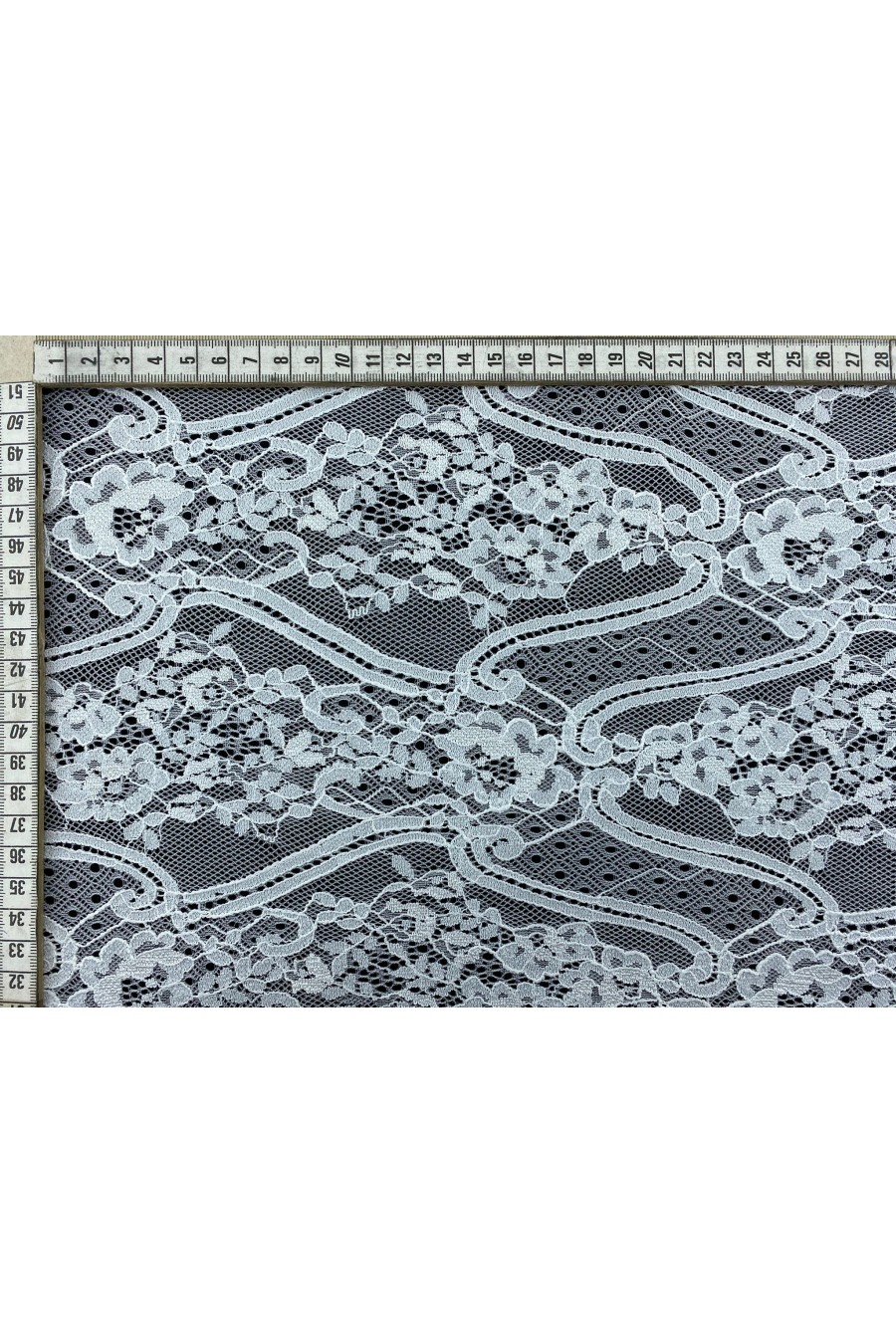 7332-KG Siyah Fikslenmiş Naylon Likrasız Dantel