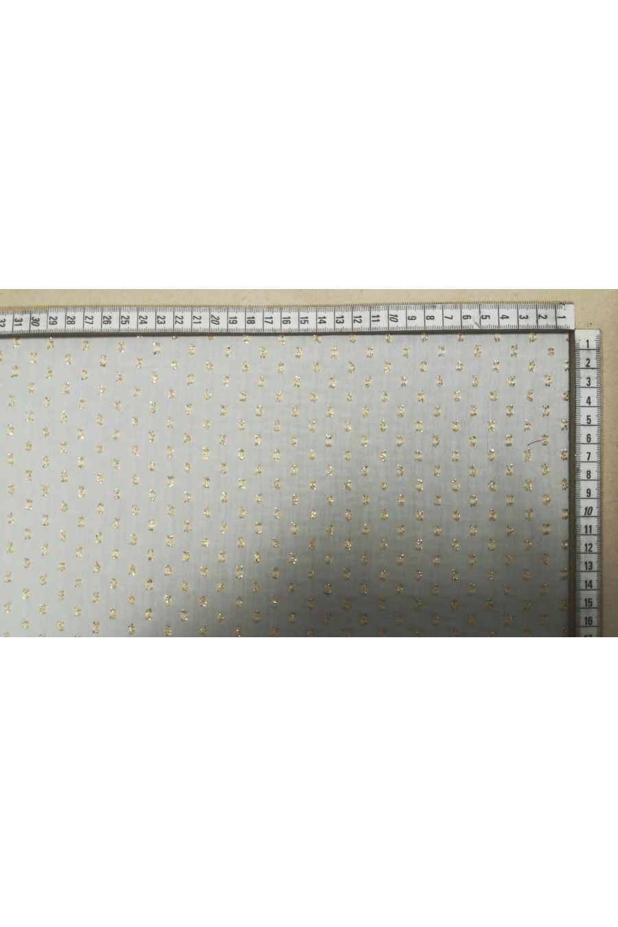 9359-METRE Beyaz-Gümüş Simli Puanlı Şifon Kumaş, 150 cm