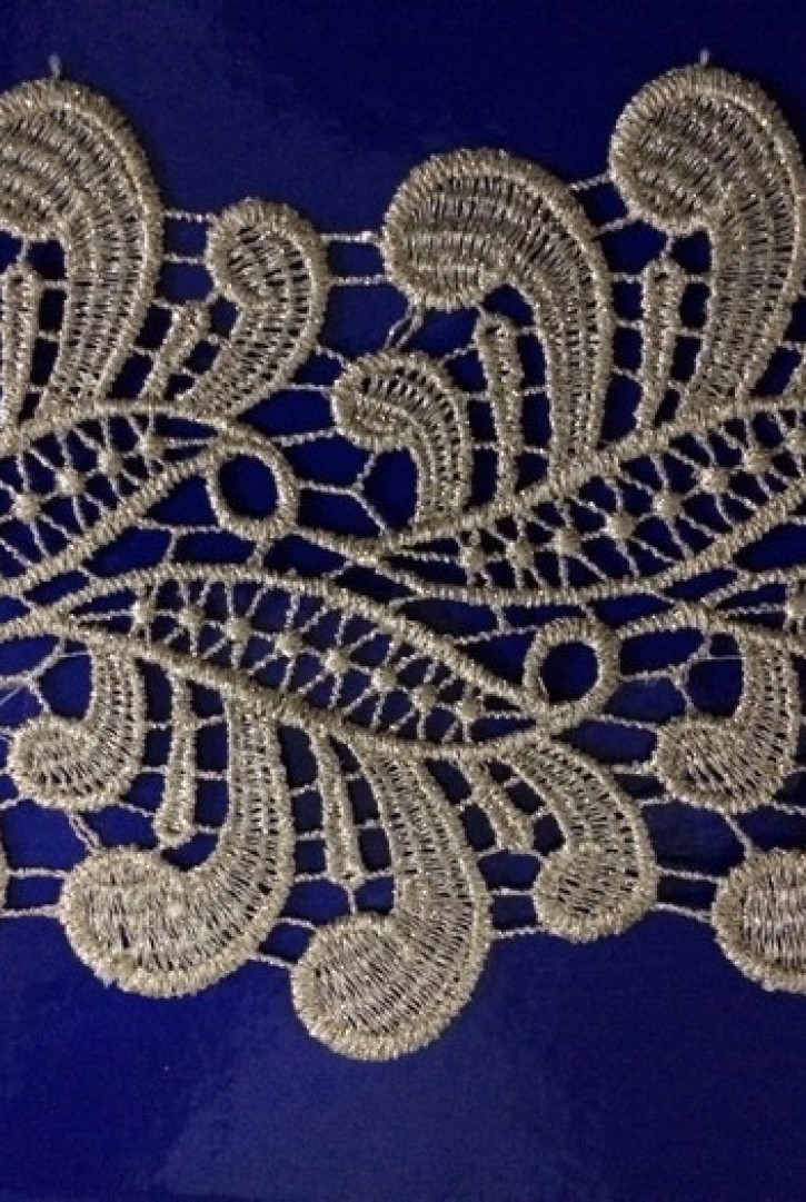 Altın Renk Simli Güpür Dantel