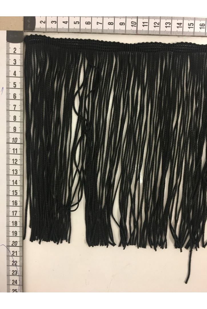 7407 SERİT/YERLİ/BANT/SAÇAK/POLYESTER/DÜZ/SİYAH/15 CM