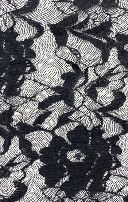 Siyah Metalikleştirme Dilimli Naylon Dantel Kumaş, 150 cm