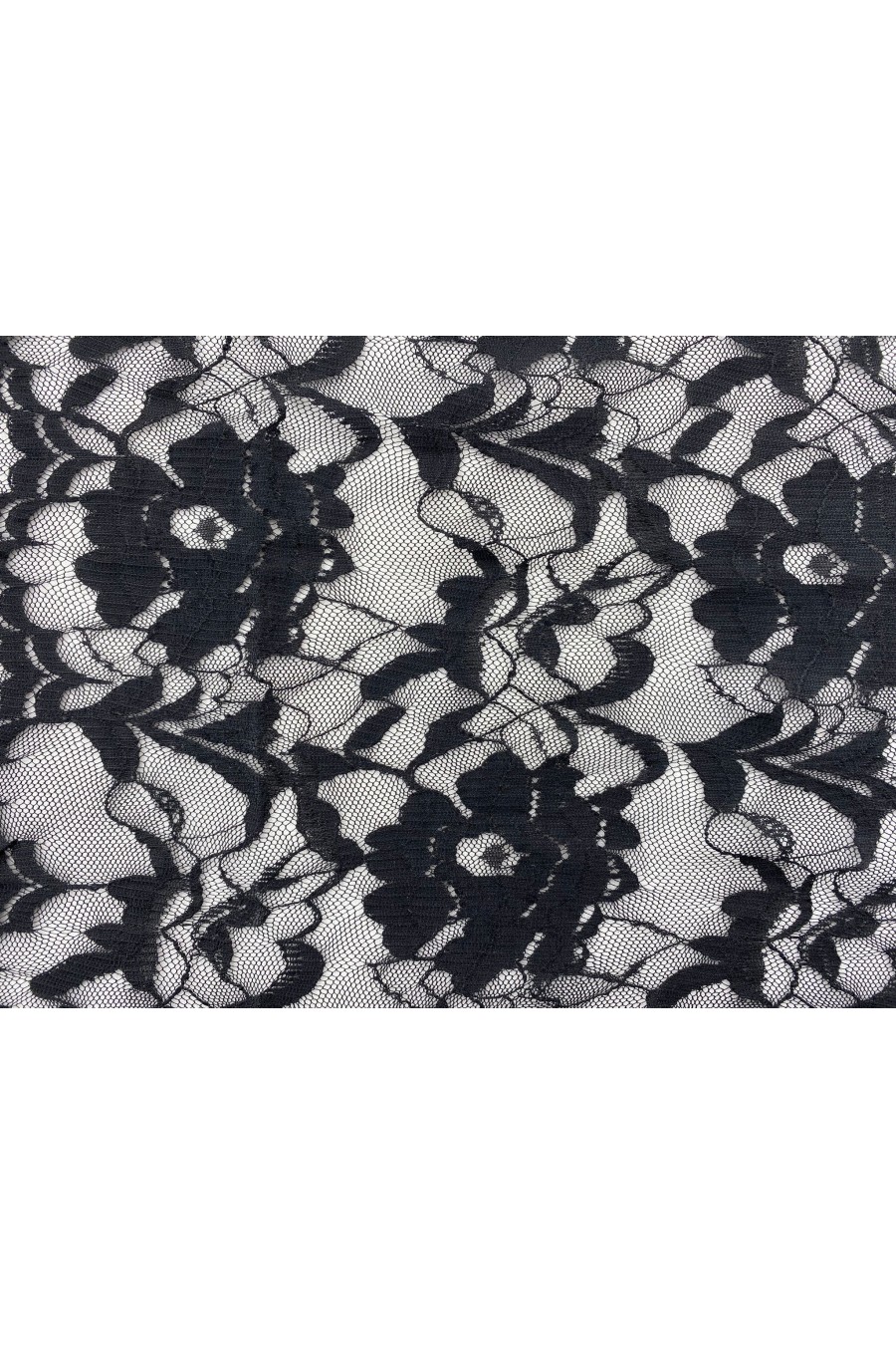 Siyah Metalikleştirme Dilimli Naylon Dantel Kumaş, 150 cm