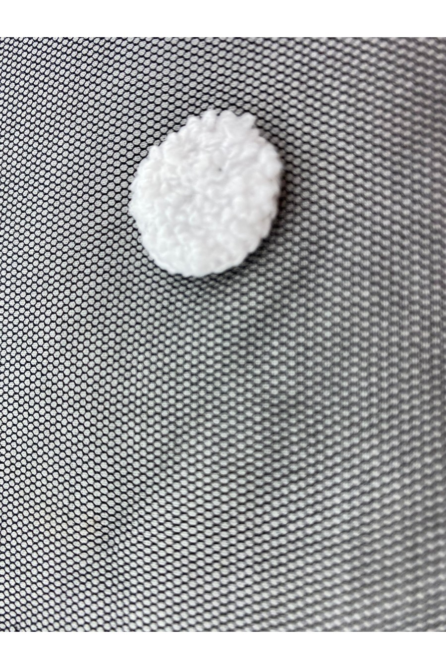 Siyah Beyaz Ponponlu Tül