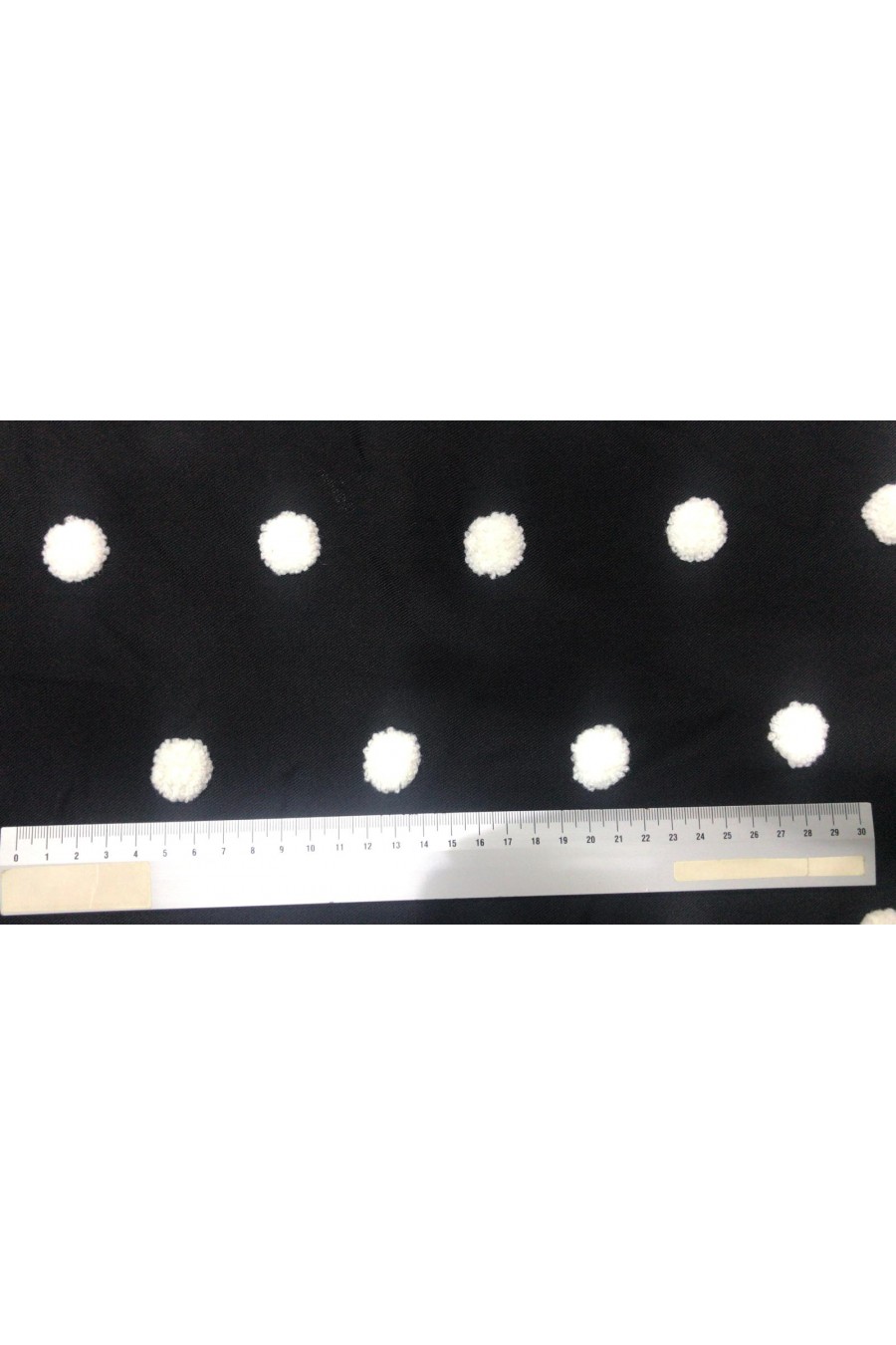 10532-METRE Hardal Zemin Beyaz Ponponlu Kumaş