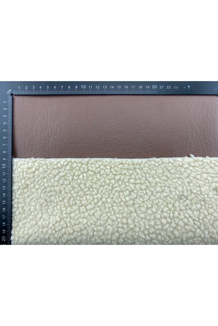 Kahve Renk Kuzu Deri ve Kürk İthal Kumaş - 150 cm