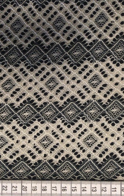 Bej-Siyah Dantel Kumaş