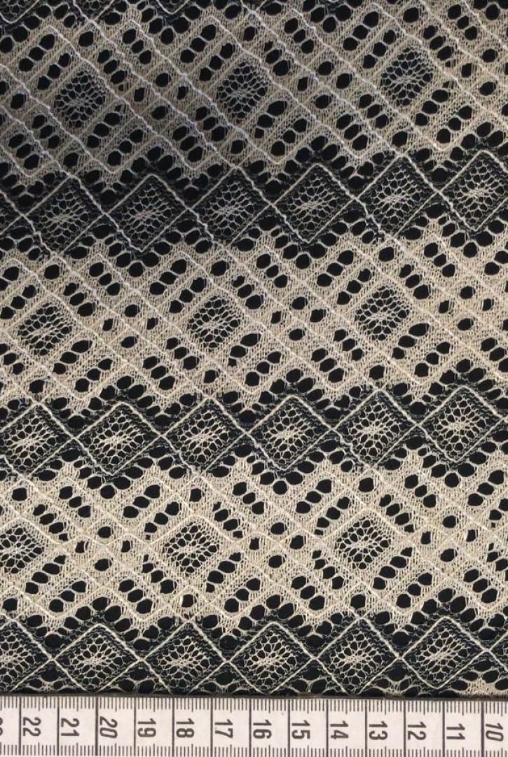 Bej-Siyah Dantel Kumaş