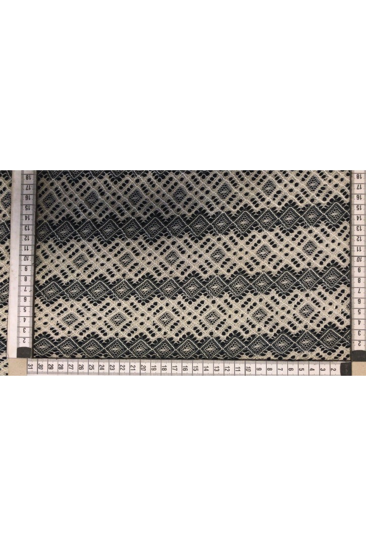 Bej-Siyah Dantel Kumaş