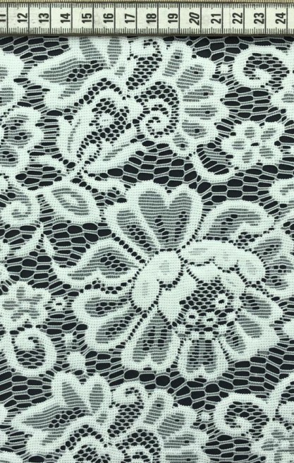 Siyah Kabartmalı Naylon Dantel