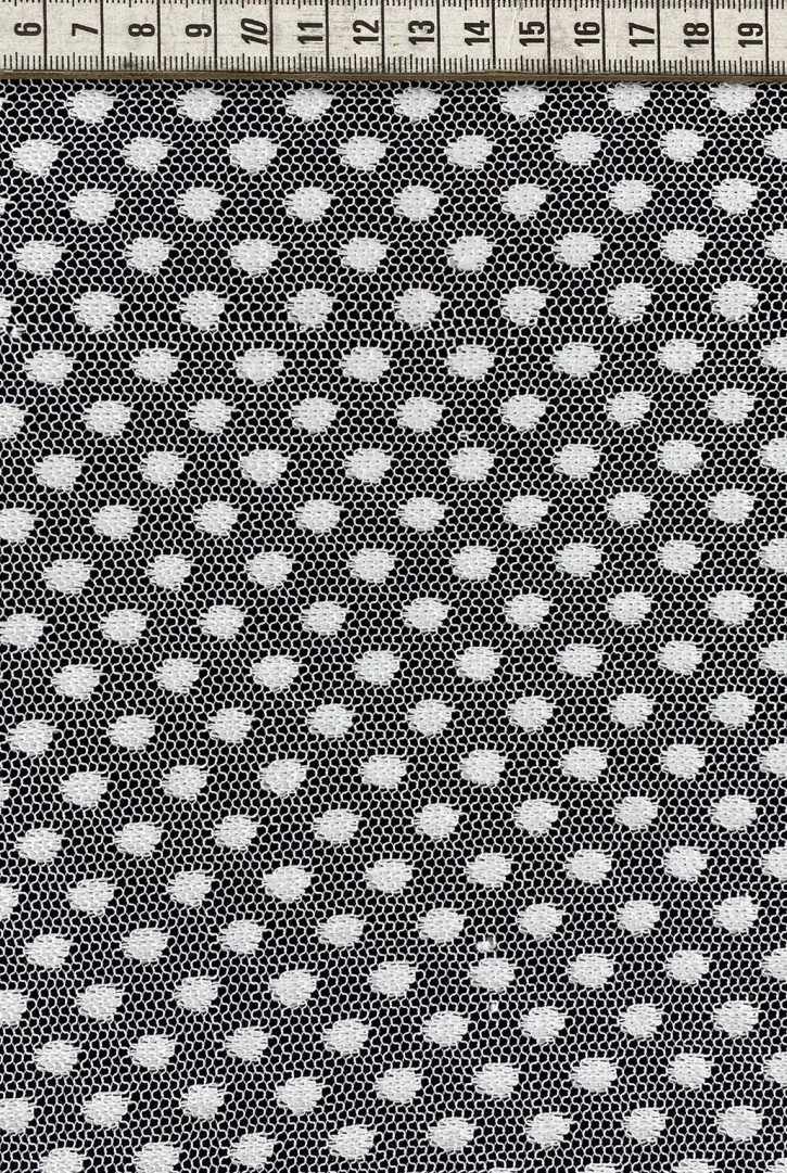 Bordo Puantiyeli Tül Kumaş - Yerli Polyester (11450)