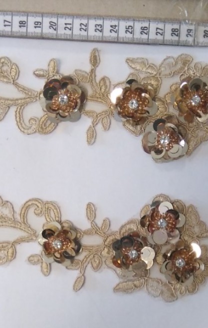 Siyah Sakallı Polyester Kordlu Brode Aplik