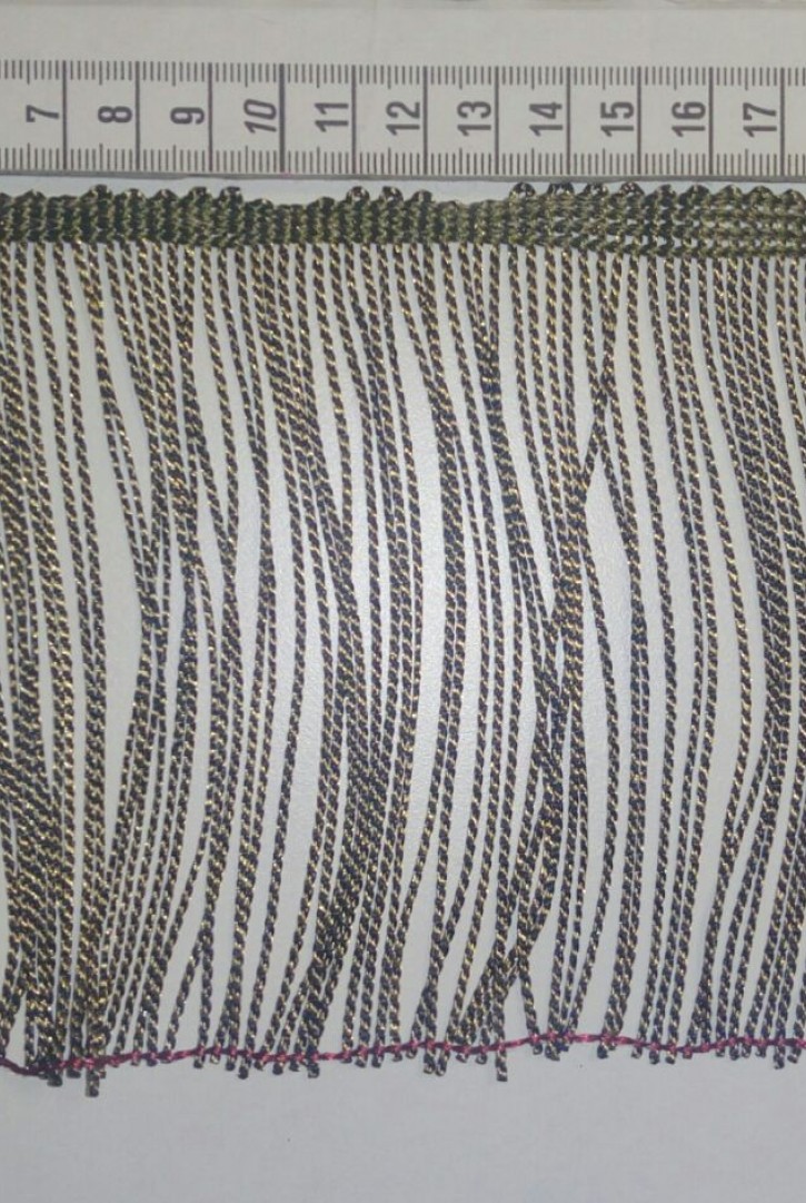 7407 SAÇAK/BANT/POLYESTER/ALTI KESİK/ZEBRA/SİYAH GOLD/12 CM