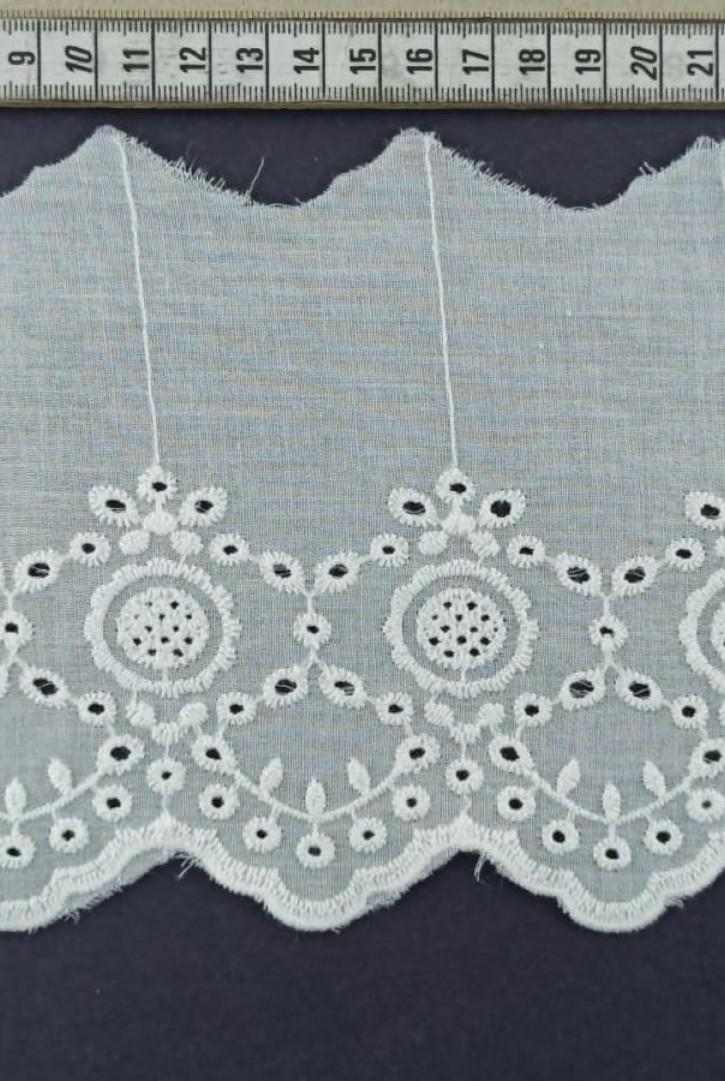 Ham Renk Tül Üzeri Pamuk Brode Bant