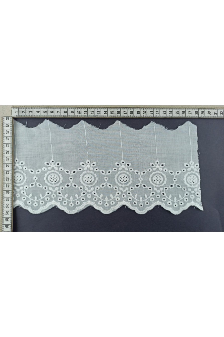 Ham Renk Tül Üzeri Pamuk Brode Bant