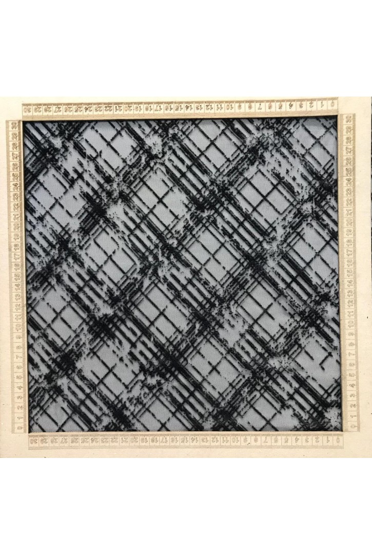 Siyah Flok Baskı Tül Kumaş, 151 cm