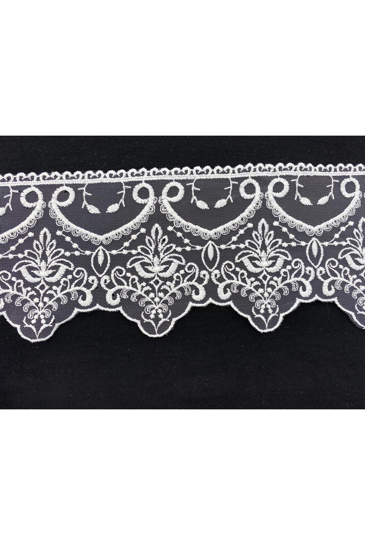 11 cm Cappuccino Mat Polyester Tül Üzeri Brode Bant, Yerli