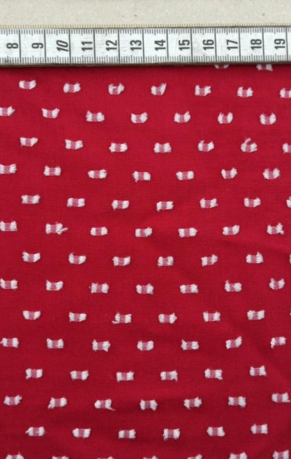 Kiremit Zemin Beyaz Puanlı Viskon Kumaş - 150 cm (10071)