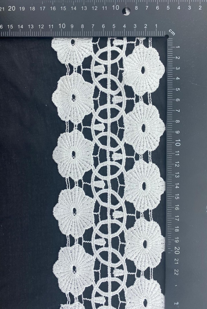 Optik Beyaz Mat Polyester Brode Bant, 12 cm