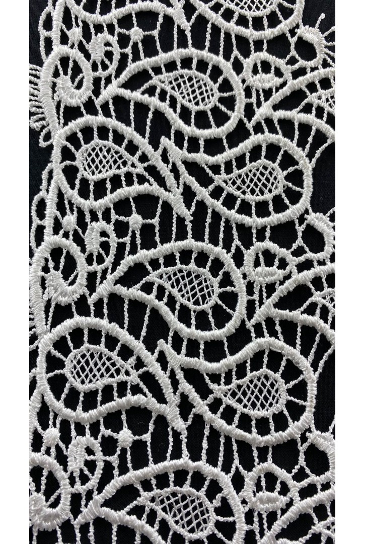 Parlak Ham Polyester Güpür Brode Bant, 12 cm