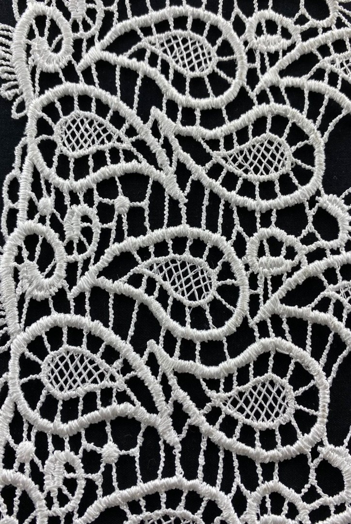 Parlak Ham Polyester Güpür Brode Bant, 12 cm