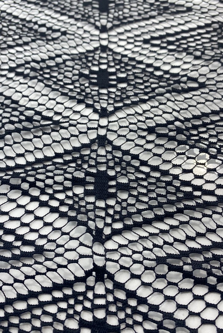 Siyah Polyester Dantel Kumaş, 150 cm