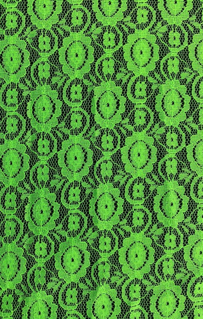 Neon Yeşil Pamuk Polyester Dantel Kumaş