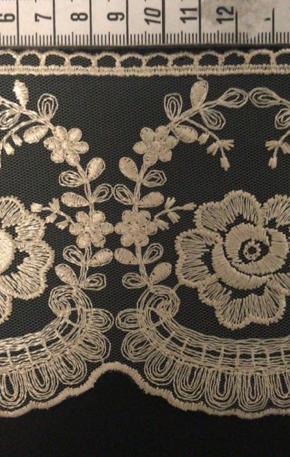 Gold Renk Tül Üzeri Brode Bant, Yerli Polyester