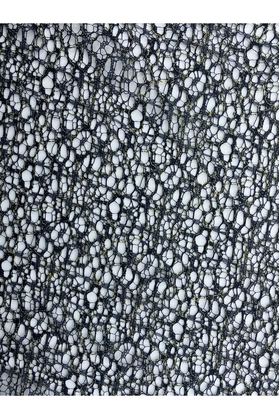 3250-KG Simli Siyah Naylon Lurex Dantel, Yerli, 150 cm