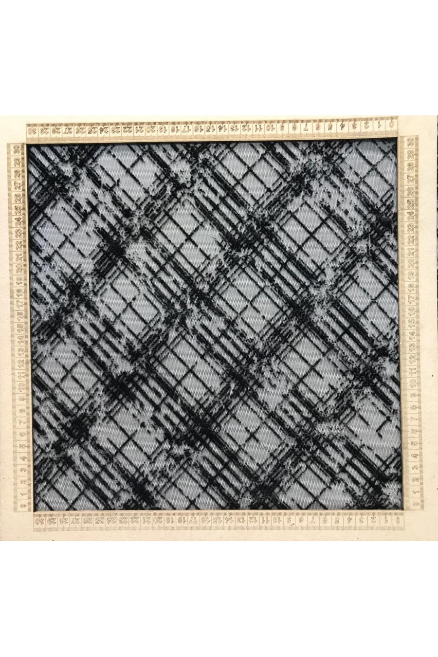 Siyah Flok Baskılı Tül, Yerli, 151 cm