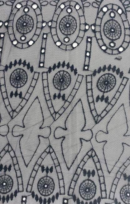 Siyah Bohrelli Tül Kumaş - Yerli Polyester, 145 cm (11449)