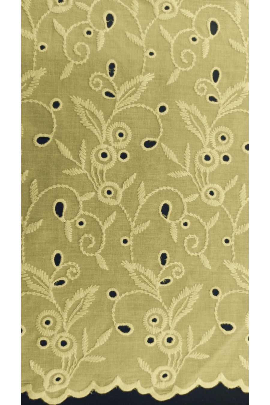 11640-METRE Bebe Sarı Bohrerli Yerli Brode – Mat Polyester Vual Kumaş | 135 cm