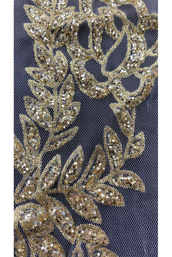 5636 BRODE/İTHAL/BANT/TÜL ÜZERİ/POLYESTER/SİMLİ/GOLD/11 CM