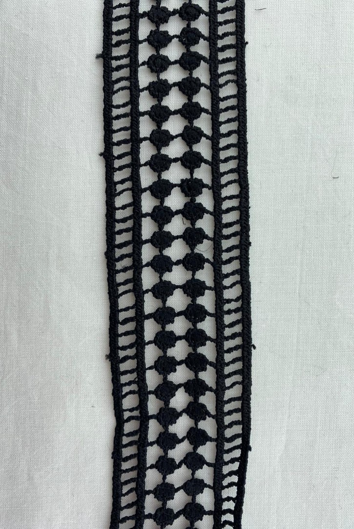 Siyah Polyester Brode Bant